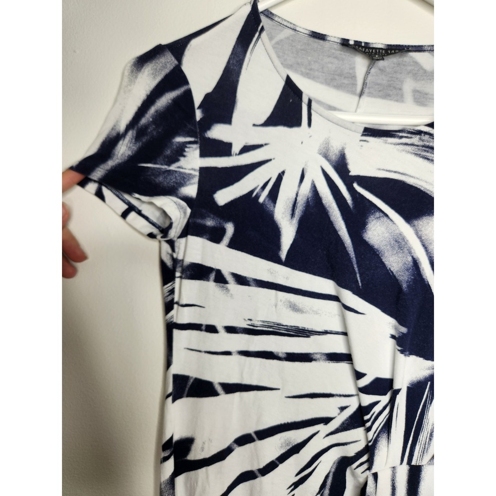 Layfayette 148 Tropical Jersey Knit Black White Dress Size P 0 / 2 - Picture 3 of 9